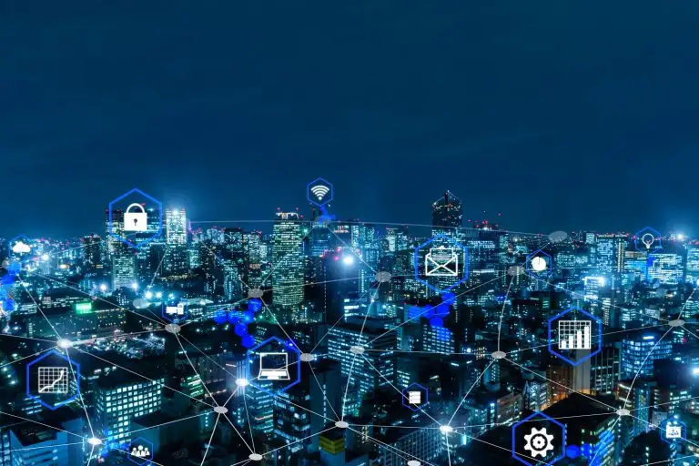 global-media-link-connecting-night-city-background-1-768x512